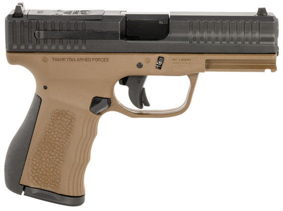 FMK FMKG49BB G3 9mm Luger 14+1 4 Stainless Steel Barrel, Black Optic Cut/Serrated Carbon Steel Slide, Burnt Bronze Poly Frame w/Pic Rail, Black Backstrap Grip, Pistol