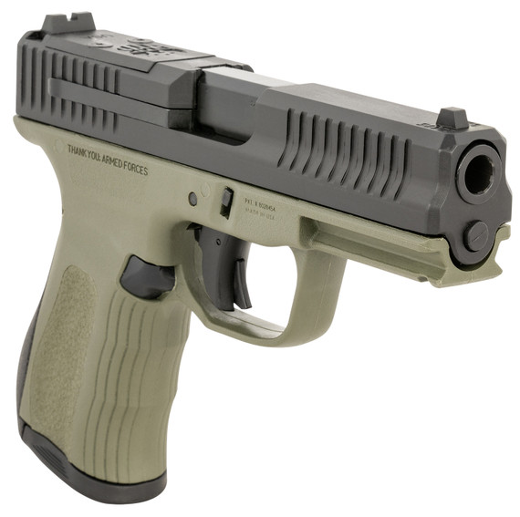 FMK FMKG49OD G3 9mm Luger 14+1 4 Stainless Steel Barrel, Black Optic Cut/Serrated Carbon Steel Slide, OD Green Poly Frame w/Pic Rail, Black Backstrap Grip, Pistol