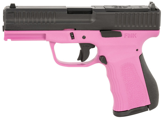 FMK FMKG49PK G3 9mm Luger 14+1 4 Stainless Steel Barrel, Black Optic Cut/Serrated Carbon Steel Slide, Pink Poly Frame w/Pic Rail, Black Backstrap Grip, Pistol