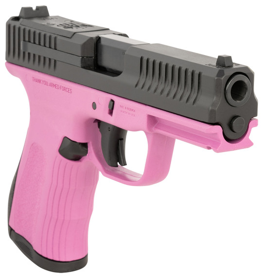 FMK FMKG49PK G3 9mm Luger 14+1 4 Stainless Steel Barrel, Black Optic Cut/Serrated Carbon Steel Slide, Pink Poly Frame w/Pic Rail, Black Backstrap Grip, Pistol