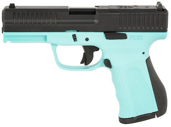FMK FMKG49BJ G3 9mm Luger 14+1 4 Stainless Steel Barrel, Black Optic Cut/Serrated Carbon Steel Slide, Blue Jay Poly Frame w/Pic Rail, Black Backstrap Grip, Pistol