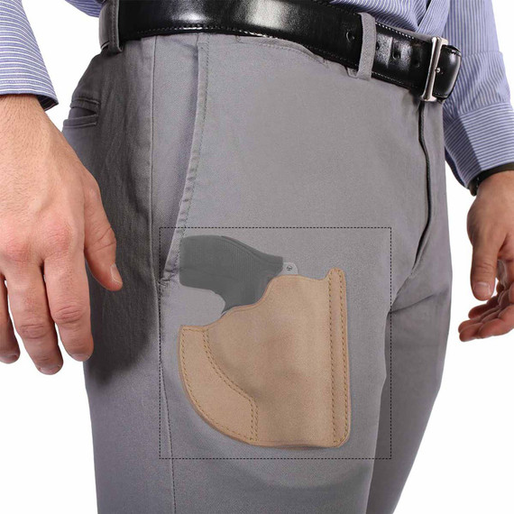 Galco PH838 Front Pocket Natural Horsehide Fits Glock 42/Sig P365 Ambi, Holster