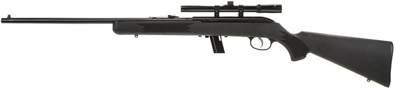 Savage Arms 40000 64 FXP 22 LR Caliber with 10+1 Capacity, 21 in Barrel, Matte Blued Metal Finish, Matte Black Synthetic Stock & No AccuTrigger Right Hand (Full Size) Includes 4x15mm Scope, Rifle