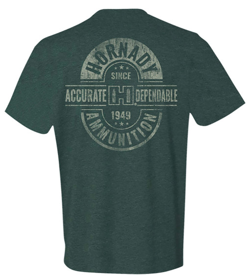 Hornady Gear 31792 Double Rocker Olive Heather, Cotton/Polyester/Rayon, Short Sleeve Semi-Fitted, Medium, Graphic Tee