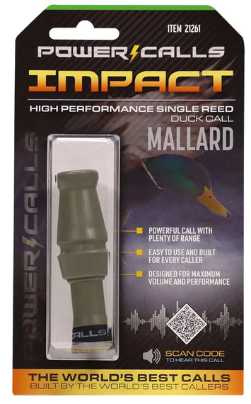 Power Calls 21261 Impact Open Call Single Reed Attracts Mallards OD Green Polycarbonate/Acrylic