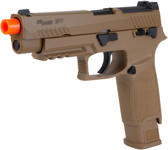 Sig Sauer Airguns AIRPFM17 Proforce M17 Air Soft CO2 6mm 21+1 Steel Construction w/Full Blow-Back Action, Optic Ready Slide w/Removable Rear Sight Plate, Manual Safety, Slide Catch & Take Down Levers, Coyote Finish