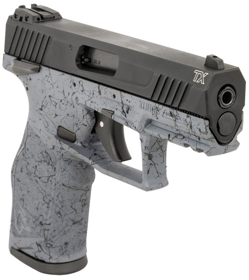 Taurus 1-TX22141SP1-10 TX22 Full Size 22 LR 10+1 4.10 Matte Black Steel Threaded Barrel/ Black Hard Coat Anodized Serrated Slide/Gray w/Black Webbing Poly Frame w/Pic Rail, Rimfire Pistol