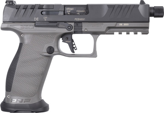 Walther 2877503 PDP Pro SD Full Size 9mm Luger 18+1 5.10 Black Steel Threaded Barrel, Black Optic Ready/Serrated Slide,Tungsten Gray Poly Frame w/Pic Rail, Performance Duty Texture Grips, Ambi, Pistol