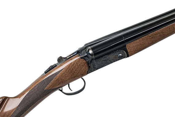 McCoy MC200A12 200A Side-By-Side 12 Gauge Break Open 3 2rd 28 Blued Chrome Lined Barre, Color Case Hardened Steel Receiver, Grade IV Gloss Oil Turkish Walnut Wood Fixed Stock, Shotgun