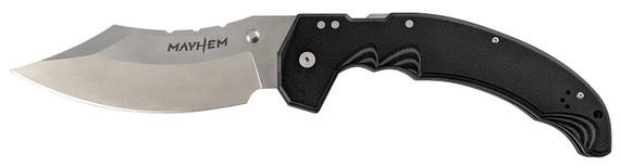 Cold Steel CSFL60DPLM Mayhem 6 Fold Clip Point Modified Cleaver Plain Satin AUS-10A SS Blade/7.20 Black Contoured G10 Handle Includes Pocket Clip, Knife
