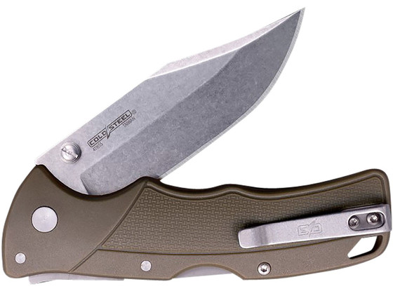 Cold Steel CSFLC3CPSSFDEZ Verdict 3 in Folding Clip Point Plain Stonewashed 4116 SS Blade/Brown GFN Handle Includes Belt Clip