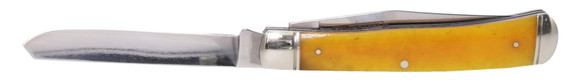 Cold Steel CSFLTRPRY Trapper 3 Fold Clip/Spey Plain 8Cr13MoV SS Blade/Yellow w/Polished Bolsters Bone Handle, Knife