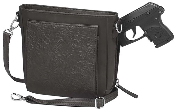 Gun Toten Mamas/kingport GTM201DBBK BOHO Mini X-Body Washable Black Leather Includes Mini Holster