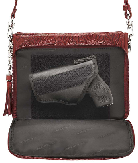 Gun Tote'n Mamas/Kingport GTM22CHRY Tooled American Cowhide Clutch Cherry Leather Includes Standard Holster