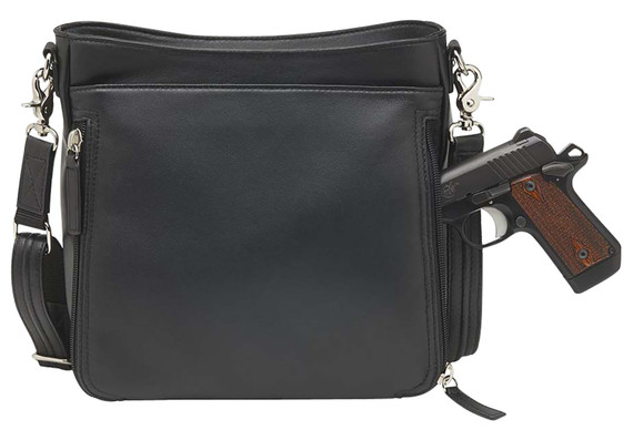 Gun Toten Mamas/Kingport GTM98LMBBK Slim X-Body Embroidered Black Lambskin Includes Standard, Holster