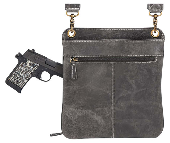 Gun Toten Mamas/kingport GTMCZY01GREY Cross Body Gray Leather Includes Standard Holster