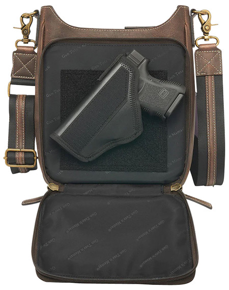Gun Toten Mamas/kingport GTMCZY17 CrossBody Mail Pouch Brown Leather Includes Standard Holster