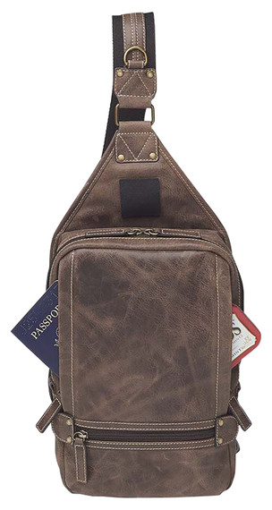 Gun Tote'n Mamas/Kingport GTMCZY108 Sling Backpack Brown Leather Includes Standard Holster