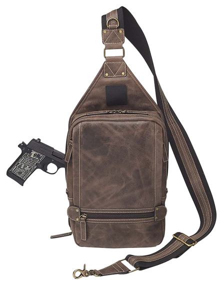 Gun Tote'n Mamas/Kingport GTMCZY108 Sling Backpack Brown Leather Includes Standard Holster