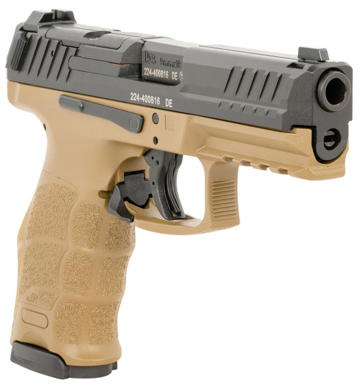 Heckler & Koch 81000608 VP9B Full Size 9mm Luger 17+1, 4.09 Polygonal Rifled Barrel, Flat Dark Earth Cerakote Night Sights/Optic Ready/Serrated Slide, Flat Dark Earth Poly Frame w/Pic Rail, Paddle Mag Release, Ambi, Pistol