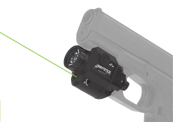 Nightstick TCM10GL TCM-10-GL Compact Tactical Weapon Light w/Laser Black For Handguns 650 Lumens White Light/Green Laser
