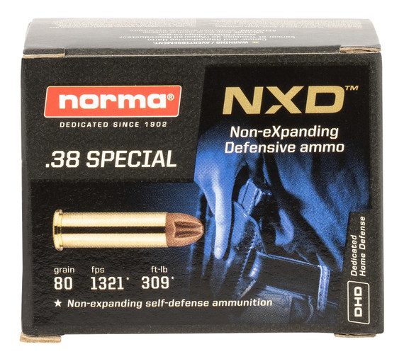 Norma Ammunition 611240020 Self Defense NXD 38Special 38gr 20 Per Box/10 Case, Centerfire Handgun Ammo