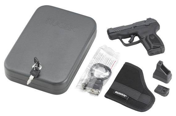 Ruger 13743 LCP Max w/Lockbox Compact 380 ACP 10+1 2.80 in Black Oxide Barrel Serrated Slide, Polymer Frame w/Serrated Trigger Guard, Black Nylon Grips Right Hand
