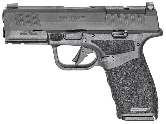 Springfield Armory HCP9379BOSPLC Hellcat Pro OSP Compact Frame 9mm Luger 10+1 3.70 Black Melonite Steel Barrel & Optic Ready/Serrated Steel Slide, Black Poly Frame w/Pic Rail, Adaptive Texture Grip, Pistol
