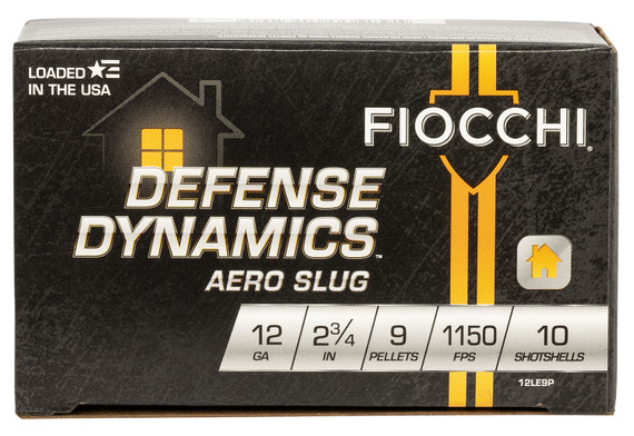 Fiocchi 12LE9P Defense Dynamics Low Recoil 12Gauge 2.75 1Buck Shot 10 Per Box/25 Case, Shotshell Buckshot Loads