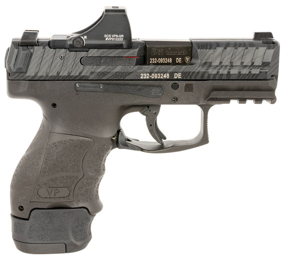 Heckler & Koch 81000881 VP9SK PI Sports South Exclusive 9mm Luger 12/15/17+1 3.39 Black Polygonal Rifled Barrel, Exclusive Damascus Cerakote Serrated Slide, Poly Frame w/Pic Rail, Black Finger Grooved Poly Grips, Ambi, Features Holosun SCS, Pistol