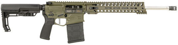 Patriot Ordnance Rogue Direct Impingement 7.62x51mm NATO 20+1 16.50 Stainless Barrel, OD Green Anodized Rec, Micro-B Muzzle Brake, 11 M-LOK Handgaurd, Black MFT Minimalist Stock & Engage Grip, Rifle