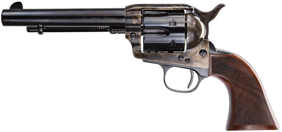 Taylors & Company 550813DE Smoke Wagon Deluxe 45 Colt (LC) Caliber with 5.50 in Blued Finish Barrel, 6rd Capacity Blued Finish Cylinder, Color Case Hardened Finish Steel Frame, Checkered Walnut Grip & Overall Taylor Polish , Revolver