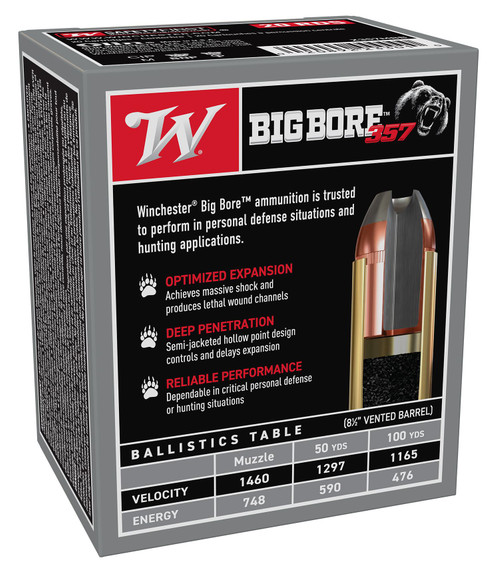 Winchester Ammo X357MBB Big Bore 357Mag 158gr Semi Jacketed Hollow Point 20 Per Box/10 Case, Centerfire Rifle Ammo