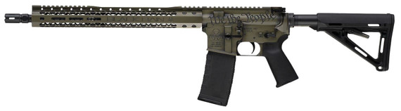 Black Rain Ordnance BROWTPBGB Spec 15+ We The People 5.56x45mm NATO 30+1 16, Green Battleworn with Deep Engraving, 15 Slim M-LOK, Magpul Grip/Carbine Stock, Castle Flash Hider, Rifle