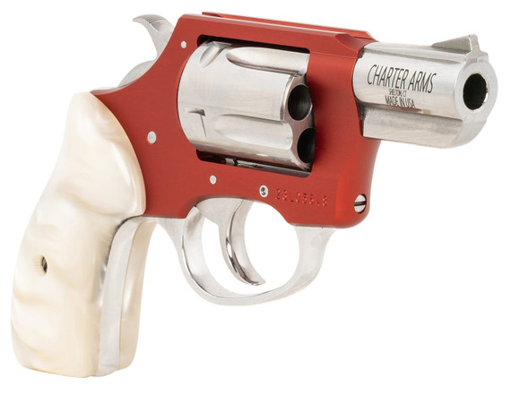 Charter 53826 Chic Lady 38 Special 5 Shot 2 High Polished Stainless Barrel & Cylinder, Red Anodized Aluminum Frame, White Pearlite Grip, Exposed Hammer, Revolver