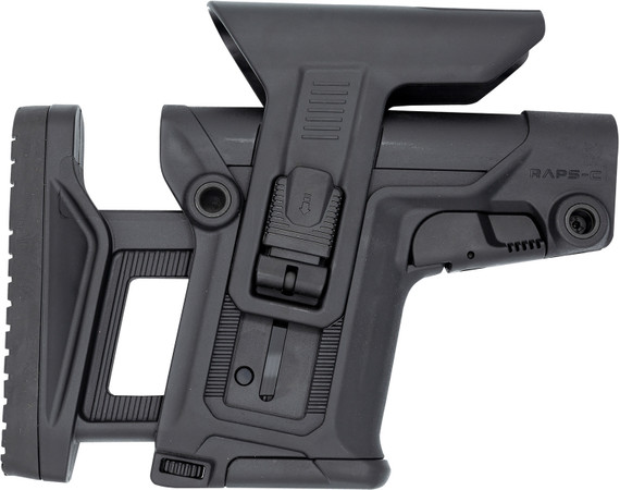 FAB Defense FXRAPSCB RAPS Rapid Adjustment Precision Stock-Collapsible Fits Mil-Spec/Commercial Buffer Tubes Integrated Cheek-Rest & Adj LOP Ambi 1Latch System Black Poly, Stock
