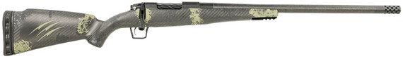 Fierce ROG65PRC20BF Carbon Rogue Full Size 6.5 PRC 3+1 20 Carbon Fiber Threaded Barrel, Black Cerakote Steel Drilled & Tapped Receiver, Pic Rail Forend, Forest Camo Fixed Carbon Fiber Stock, Right Hand, Rifle