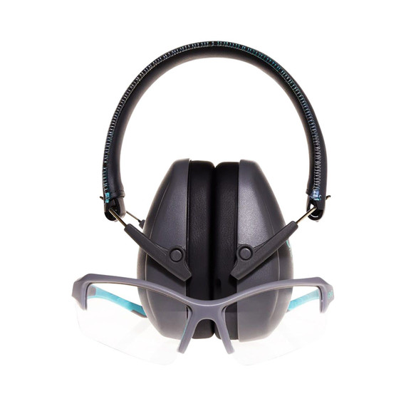 Girls With Guns 2388 Assure Protective Safety Glasses & Muff Combo Women Clear Lens Anti-Scratch Gray Frame
