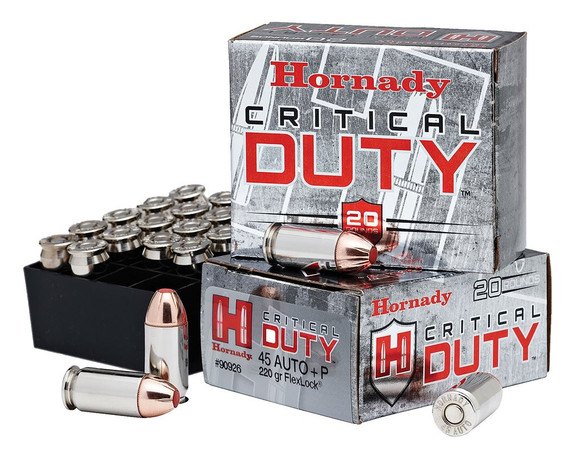 Hornady 90926 Critical Duty 45ACP+P 220gr Hornady FlexLock 20 Per Box/10 Case, Centerfire Handgun Ammo