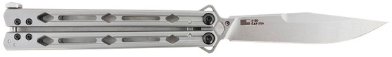 Kershaw 5150 Lucha 4.60 Butterfly Drop Point Plain Stonewashed 14C28N Steel Blade Bead Blasted Stainless Steel Handle, Knife