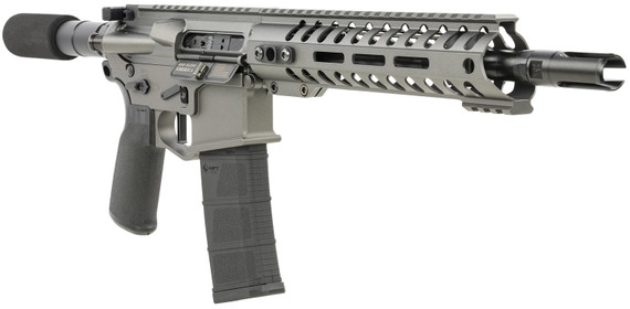 Patriot Ordnance 01802 Minuteman Direct Impingement 5.56x45mm 30+1 10.50 Nitride Treated Chrome Moly Barrel, 9 M-LOK Handguard, Tungsten Cerakote Receiver, Black Synthetic Buffer Tube, Black MFT Grips, Tactical Pistol