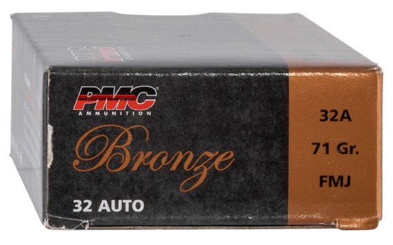 PMC 32A Bronze 32ACP 71gr Full Metal Jacket 50 Per Box/20 Case, Centerfire Handgun Ammo