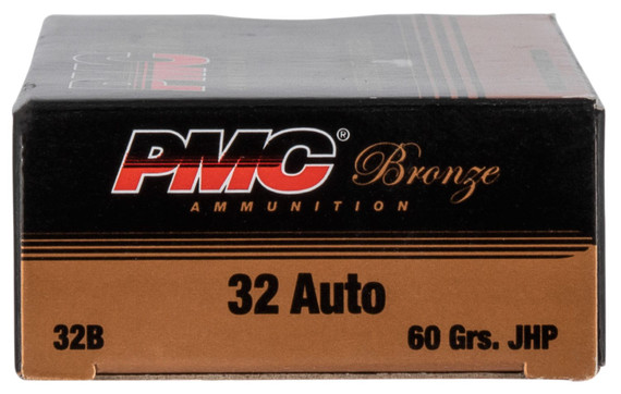 PMC 32B Bronze 32ACP 60gr Jacketed Hollow Point 50 Per Box/20 Case, Centerfire Handgun Ammo