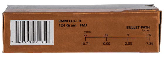 PMC 9G Bronze 9mmLuger 124gr Full Metal Jacket 50 Per Box/20 Case, Centerfire Handgun Ammo