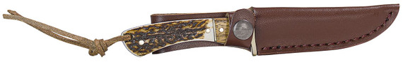 Remington Accessories 15655 Guide Jr. 6.50 Fixed Skinner Stainless Steel Blade, Stag Bone Handle w/Remington Shield, Nickle Silver Bolsters, Includes Sheath, Knife