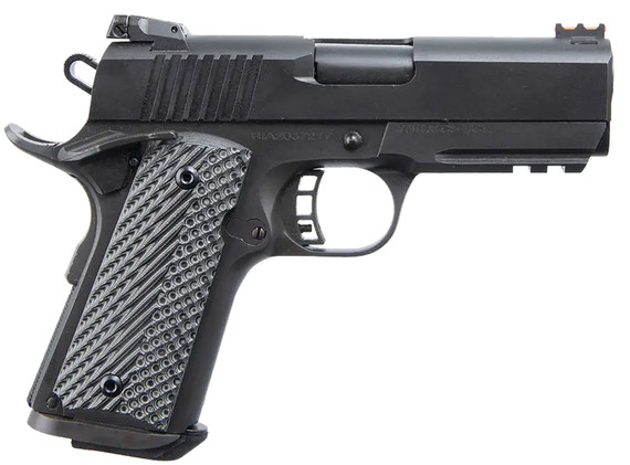 Rock Island 51700 Tac Ultra CS 9mm Luger Caliber with 3.62 Barrel, 8+1 Capacity, Overall Black Parkerized Finish Steel, Pic Rail/Beavertail Frame, Serrated Slide & Black/Gray G10 Grip, Pistol