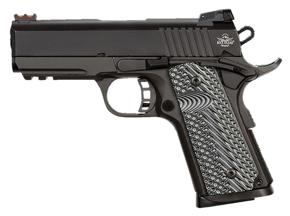 Rock Island 51700 Tac Ultra CS 9mm Luger Caliber with 3.62 Barrel, 8+1 Capacity, Overall Black Parkerized Finish Steel, Pic Rail/Beavertail Frame, Serrated Slide & Black/Gray G10 Grip, Pistol