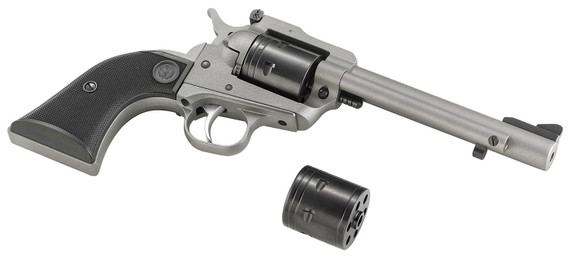 Ruger 2033 Super Wrangler 22 LR/22 WMR 6 Shot 5.50 Silver Cerakote Steel Barrel & Frame, Black Cylinder, Black Checkered Poly Grip, Transfer Bar Safety, Exposed Hammer, Rimfire Revolver