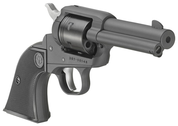 Ruger 2052 Wrangler 22 LR 6 Shot 3.75 Black Cerakote Steel Barrel, Black Cerakote Aluminum Frame, Black Cerakote Cylinder, Black Checkered Poly Grip, Transfer Bar Safety, Exposed Hammer, Rimfire Revolver