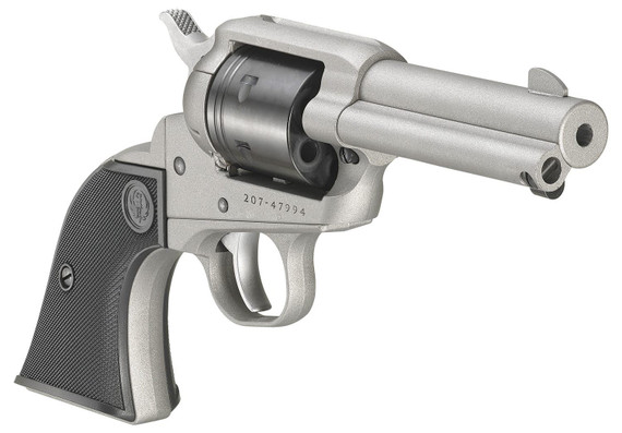 Ruger 2053 Wrangler 22 LR 6 Shot 3.75 Silver Cerakote Steel Barrel, Silver Cerakote Aluminum Frame, Black Cerakote Cylinder, Black Checkered Poly Grip, Transfer Bar Safety, Exposed Hammer, Rimfire Revolver